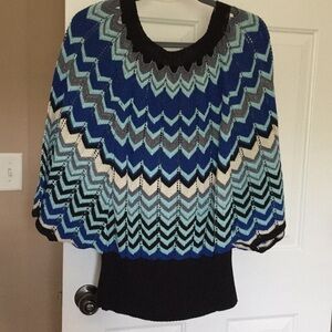 NY Collection Top Women Size M Multicolor Chevron Stripes Relaxed Fit Loose Knit
